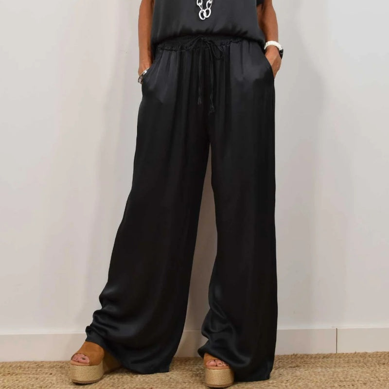 Gluschwein - Damen Satin 2-teiliges Set: Kurzarm-Top und Hose【Kaufen Sie 2 versandkostenfrei】