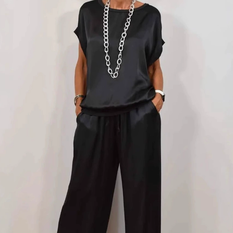 Gluschwein - Damen Satin 2-teiliges Set: Kurzarm-Top und Hose【Kaufen Sie 2 versandkostenfrei】