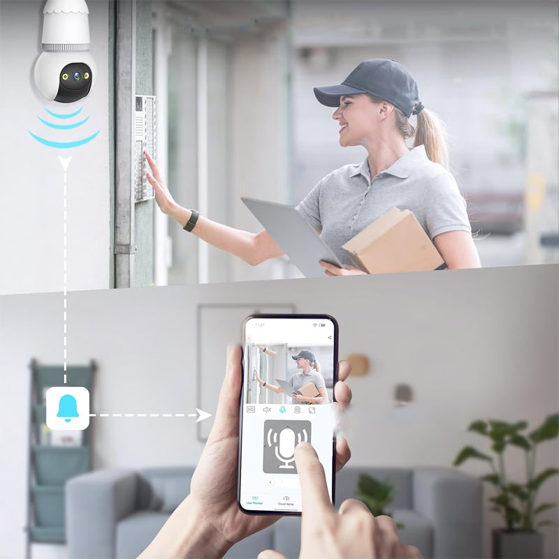 🌷🏡 Frühlingsdeal: 50% Rabatt! 🔍🌙 360° Smart-Wächter – Kabellose HD-Glühbirnenkamera, App-Steuerung, Farbnachtsicht. Sicherheit & Überwachung leicht gemacht.