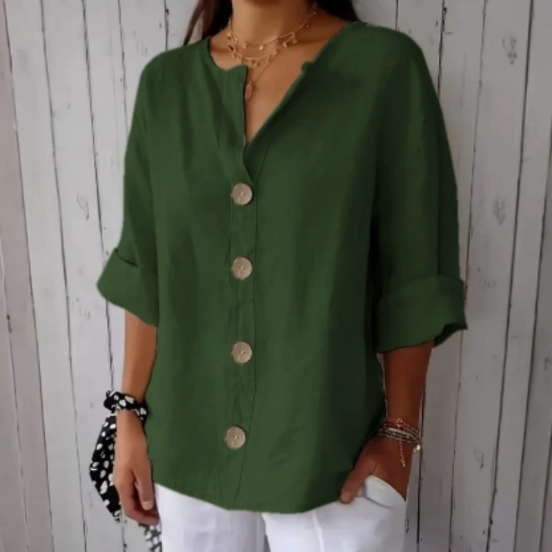 👚 50% RABATT! ✨ Damen-Mode-Button-Top – Loose Passform, Atmungsaktiv & Pflegeleicht Für Einen Entspannten, Stylischen Look 🌿