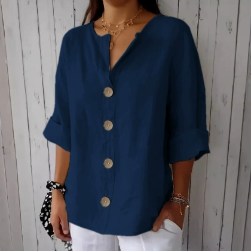👚 50% RABATT! ✨ Damen-Mode-Button-Top – Loose Passform, Atmungsaktiv & Pflegeleicht Für Einen Entspannten, Stylischen Look 🌿