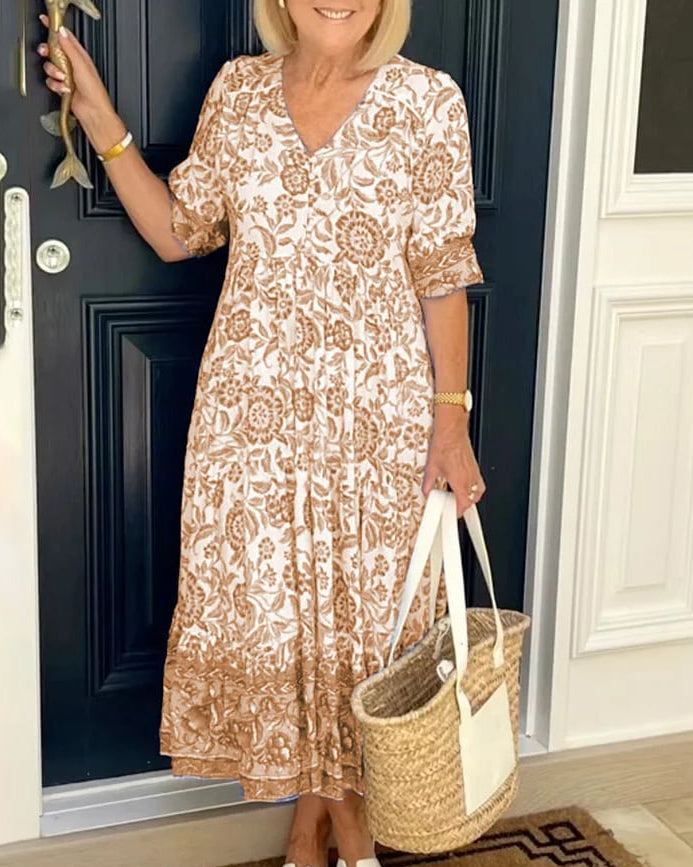 Gluschwein - ⏳Begrenzte Zeit 50% Rabatt💥New Style Bohemian Dress mit V-Ausschnitt - Bringen Sie Farbe in Ihre Garderobe