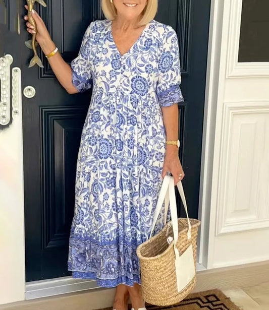 Gluschwein - ⏳Begrenzte Zeit 50% Rabatt💥New Style Bohemian Dress mit V-Ausschnitt - Bringen Sie Farbe in Ihre Garderobe