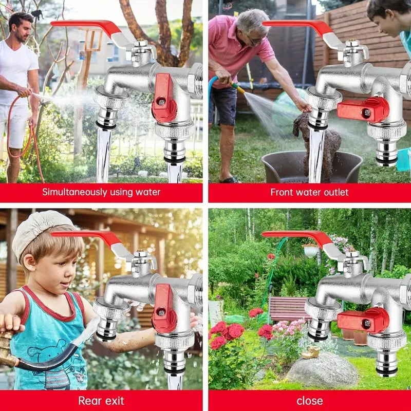 💥 -50% AKTION 🔥 Doppel-Auslauf Wasserhahn für den Garten 🚰 aus Edelstahl – langlebig, stabil & praktisch regelbar