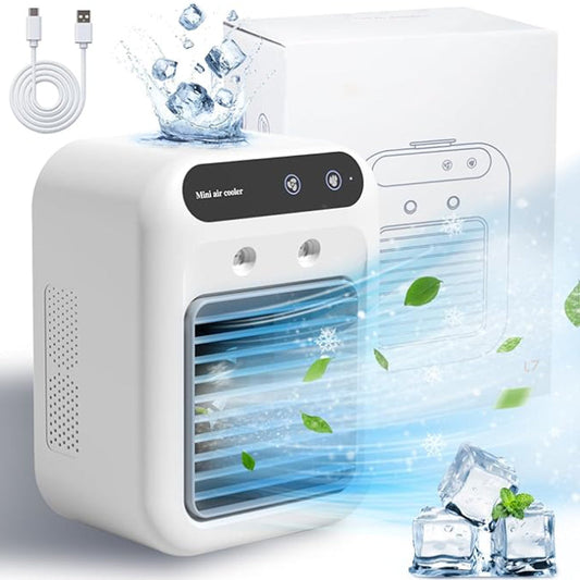 Gluschwein - ❄️🌬️ Mini Air Cooler 3-in-1 – Kühlt, befeuchtet & duftet! Perfekt für Schreibtisch & Schlafbereich