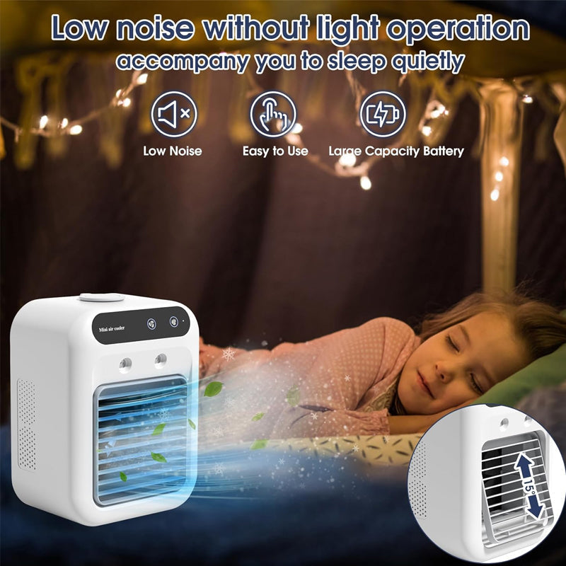 ❄️🌬️ Mini Air Cooler 3-in-1 – Kühlt, befeuchtet & duftet! Perfekt für Schreibtisch & Schlafbereich