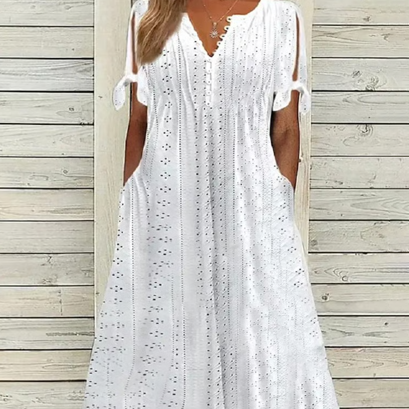 Gluschwein - 👗 50% RABATT! ⏰ Elegantes V-Ausschnitt-Kleid mit dezenten Cut-Outs für Damen – Figurumschmeichelnd, luftig & perfekt für Sommerpartys und besondere Anlässe 💃