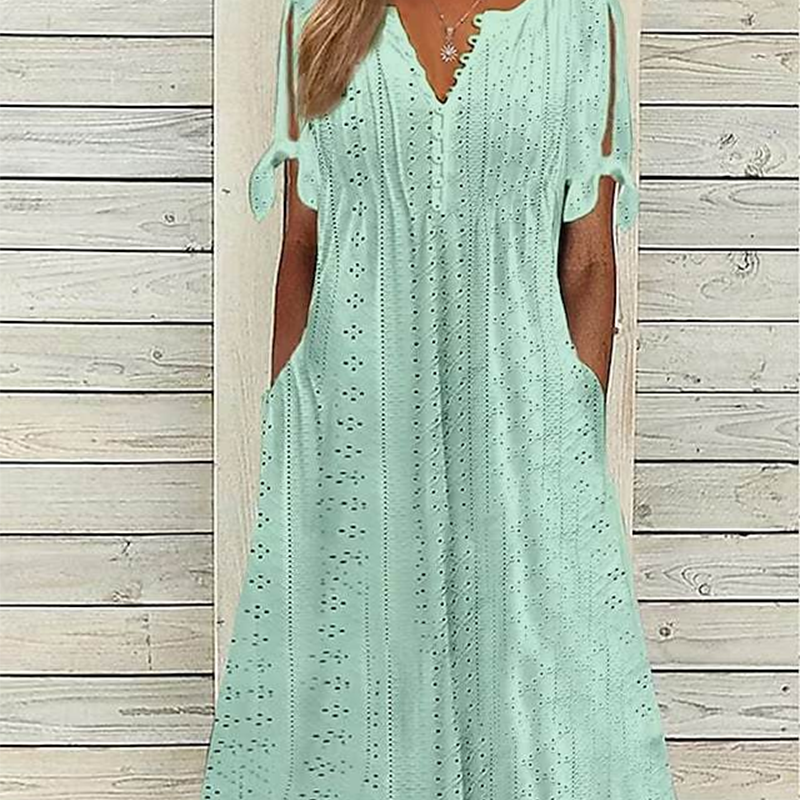 Gluschwein - 👗 50% RABATT! ⏰ Elegantes V-Ausschnitt-Kleid mit dezenten Cut-Outs für Damen – Figurumschmeichelnd, luftig & perfekt für Sommerpartys und besondere Anlässe 💃