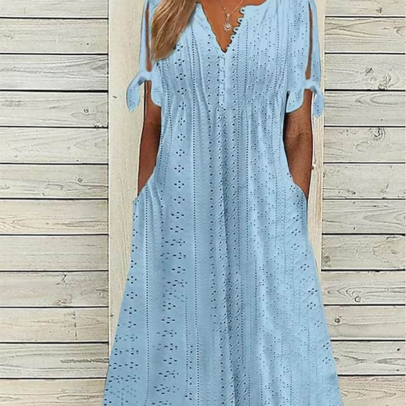 Gluschwein - 👗 50% RABATT! ⏰ Elegantes V-Ausschnitt-Kleid mit dezenten Cut-Outs für Damen – Figurumschmeichelnd, luftig & perfekt für Sommerpartys und besondere Anlässe 💃