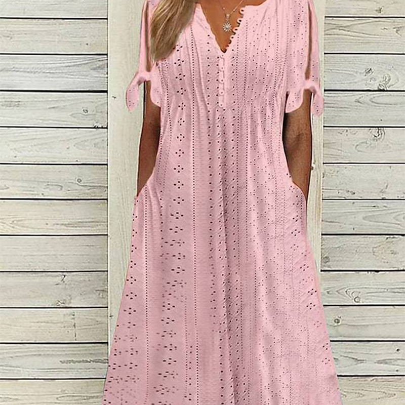 Gluschwein - 👗 50% RABATT! ⏰ Elegantes V-Ausschnitt-Kleid mit dezenten Cut-Outs für Damen – Figurumschmeichelnd, luftig & perfekt für Sommerpartys und besondere Anlässe 💃