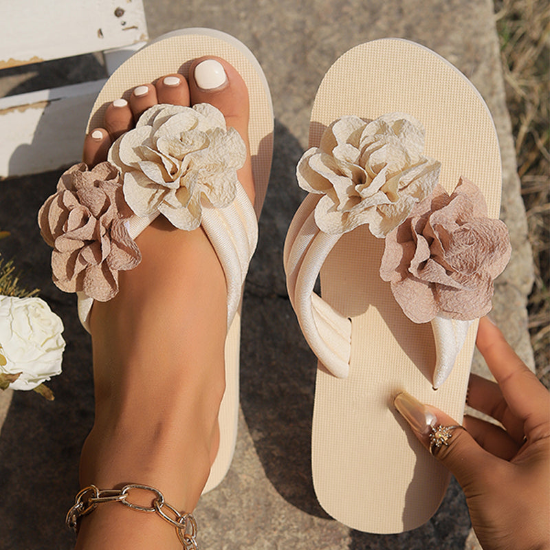 Chaussons de plage antidérapants avec détails floraux pour femmes 