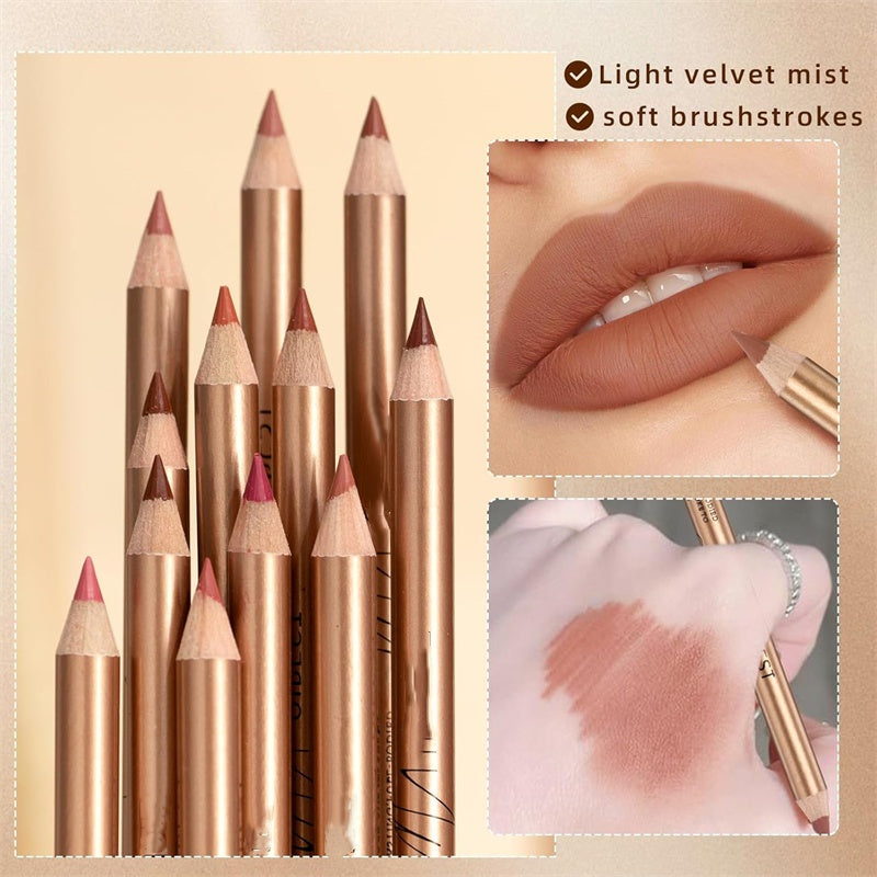 👄 50 % RABATT! 💄 12-teiliges Set mit wischfesten Liplinern – langanhaltend, cremig und wasserfest – perfekt für den Alltag oder professionelles Make-up 🎨