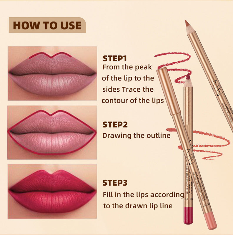 👄 50 % RABATT! 💄 12-teiliges Set mit wischfesten Liplinern – langanhaltend, cremig und wasserfest – perfekt für den Alltag oder professionelles Make-up 🎨