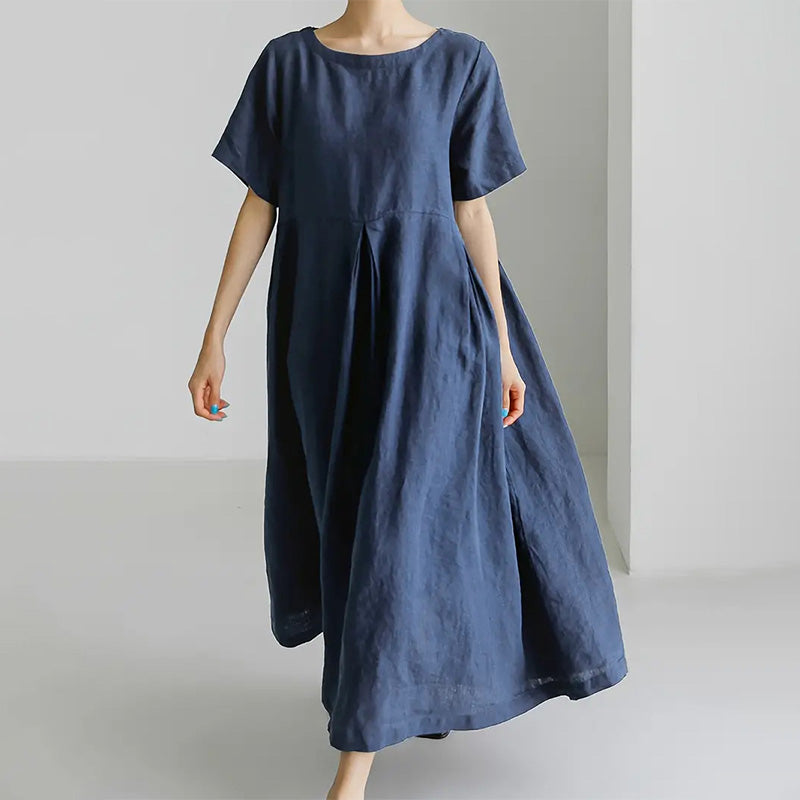 🌺 LIMITIERT: 49% RABATT! 🔥Lässiges Damenkleid mit lockerer Passform, Rundhalsausschnitt und Taschen