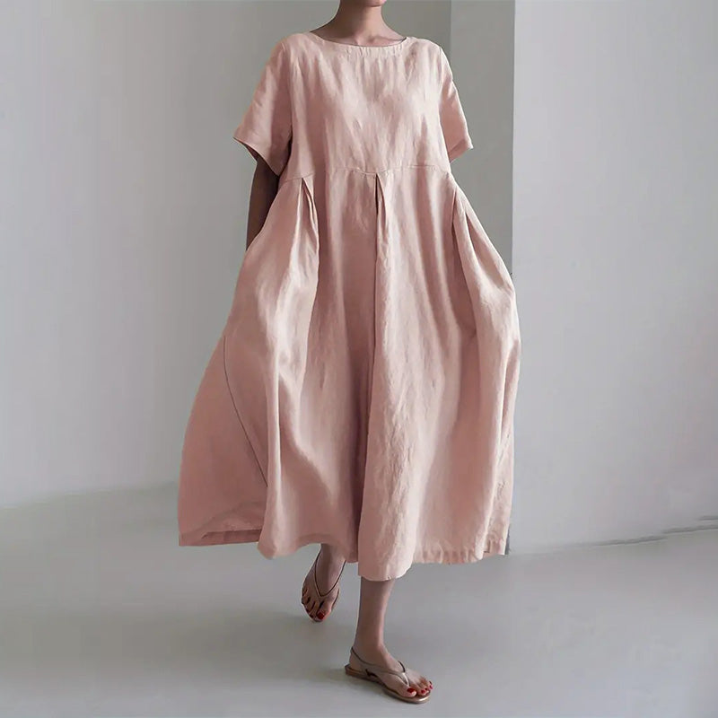 🌺 LIMITIERT: 49% RABATT! 🔥Lässiges Damenkleid mit lockerer Passform, Rundhalsausschnitt und Taschen