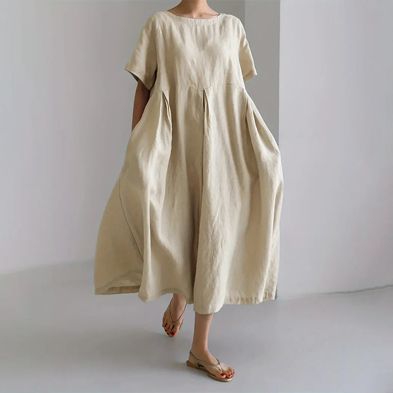 🌺 LIMITIERT: 49% RABATT! 🔥Lässiges Damenkleid mit lockerer Passform, Rundhalsausschnitt und Taschen