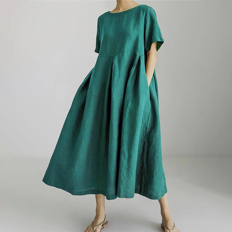 🌺 LIMITIERT: 49% RABATT! 🔥Lässiges Damenkleid mit lockerer Passform, Rundhalsausschnitt und Taschen