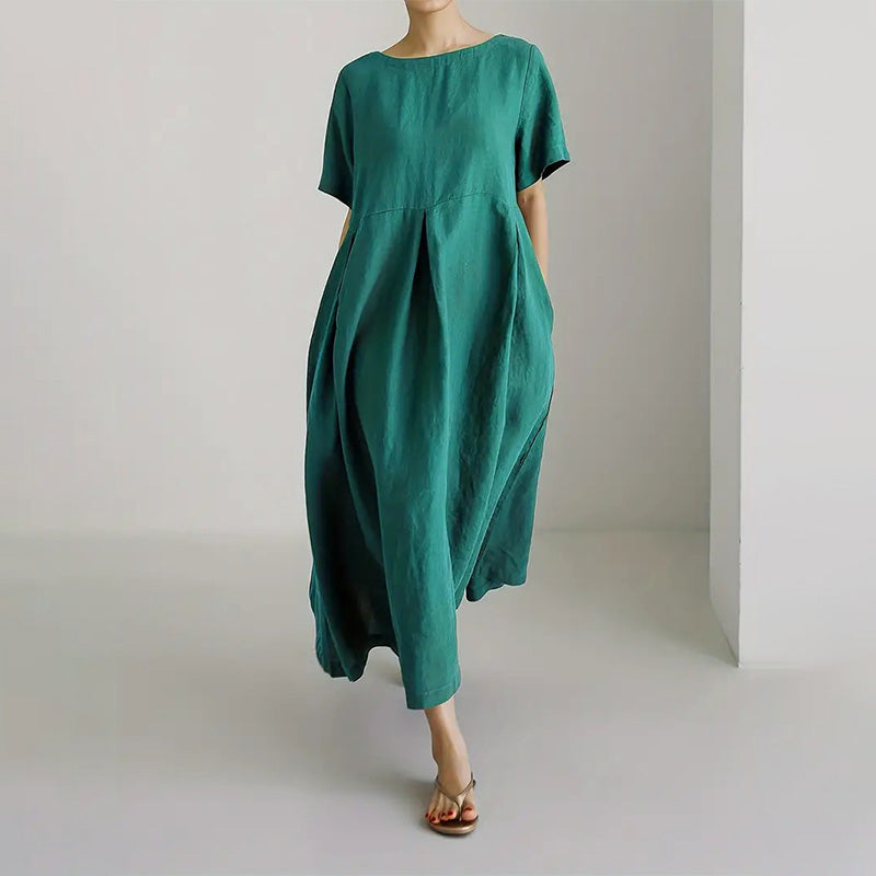 🌺 LIMITIERT: 49% RABATT! 🔥Lässiges Damenkleid mit lockerer Passform, Rundhalsausschnitt und Taschen