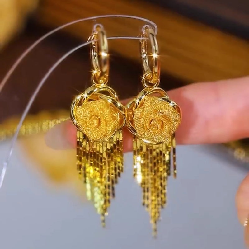 Gluschwein - 🔥Solange der Vorrat reicht 40 % Rabatt!🎉Die goldenen Jahre- Vielseitige goldene Rosen-Ohrringe für Damen