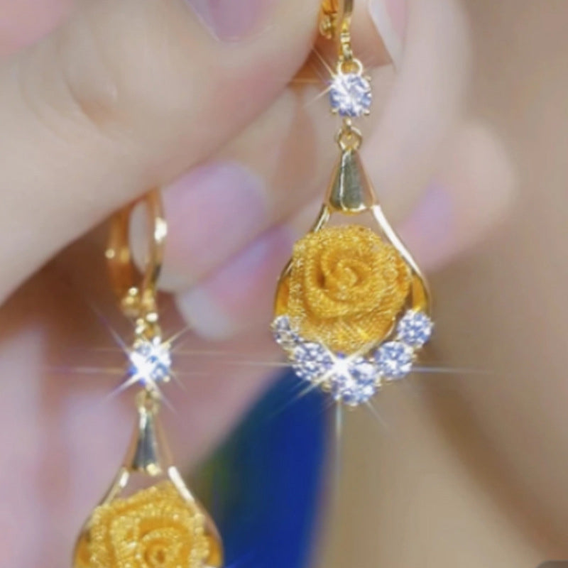 Gluschwein - 🔥Solange der Vorrat reicht 40 % Rabatt!🎉Die goldenen Jahre- Vielseitige goldene Rosen-Ohrringe für Damen