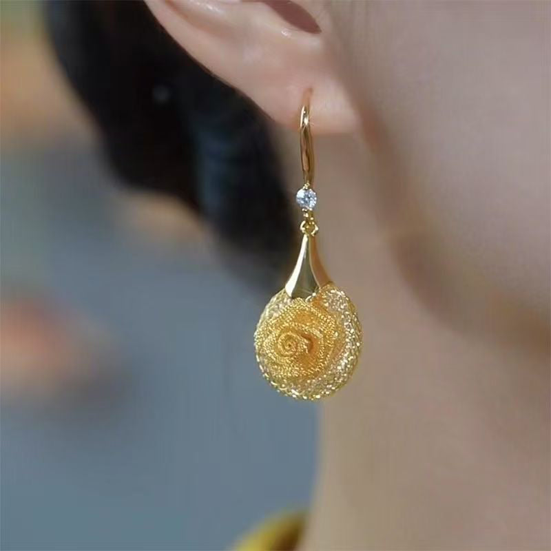 Gluschwein - 🔥Solange der Vorrat reicht 40 % Rabatt!🎉Die goldenen Jahre- Vielseitige goldene Rosen-Ohrringe für Damen
