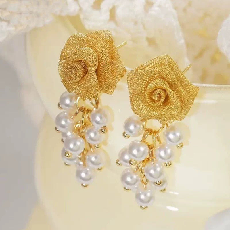 Gluschwein - 🔥Solange der Vorrat reicht 40 % Rabatt!🎉Die goldenen Jahre- Vielseitige goldene Rosen-Ohrringe für Damen