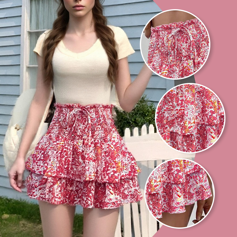 Gluschwein - 😍LAST DAY PROMOTION - 49%OFF💕Lightweight Slimming Floral Ruffle Tiered Skirt✨