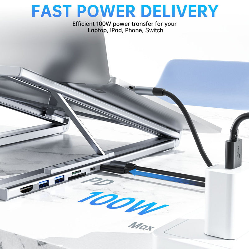Gluschwein - 💻 45% RABATT! ⚡ 2-in-1 USB-C Dockingstation & Laptopständer – 8 Ports, 4K HDMI & Höhenverstellbar für Mehr Produktivität 🖥️