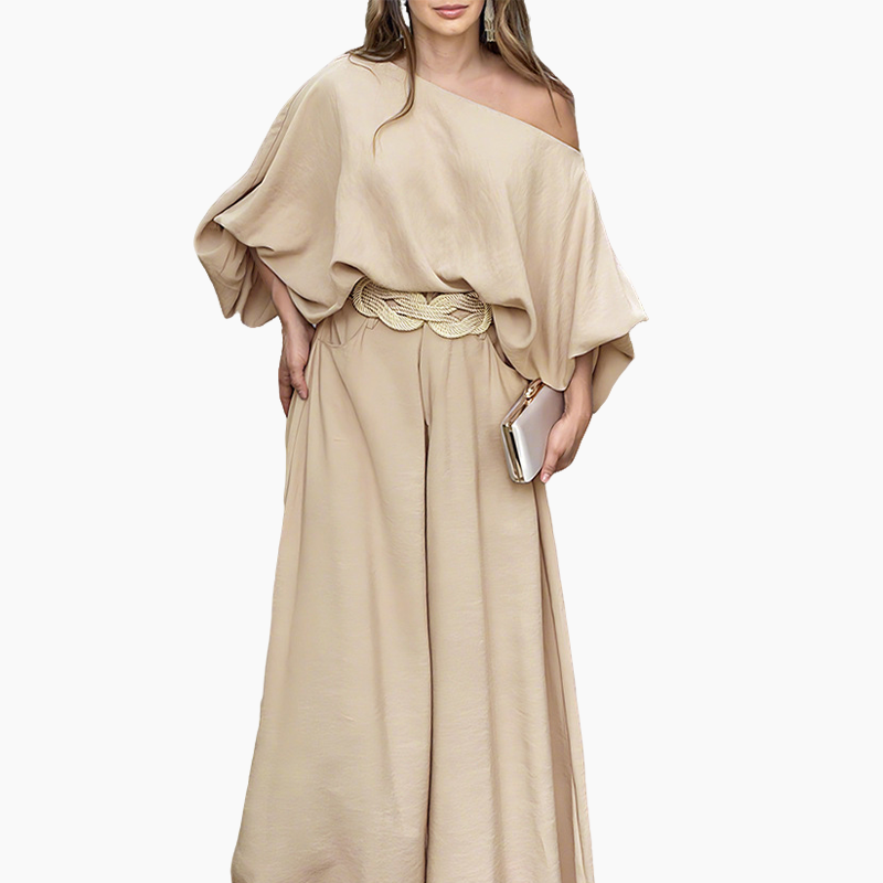 😍Zeitlich begrenzter Rabatt 49% 💥Set aus One-Shoulder-Top und Hose mit weitem Bein