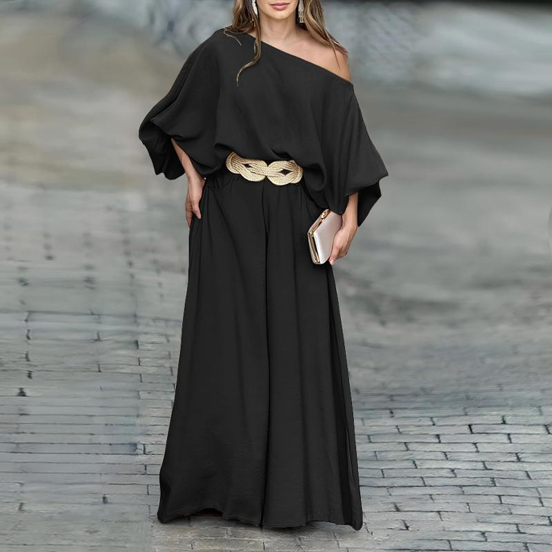 😍Zeitlich begrenzter Rabatt 49% 💥Set aus One-Shoulder-Top und Hose mit weitem Bein