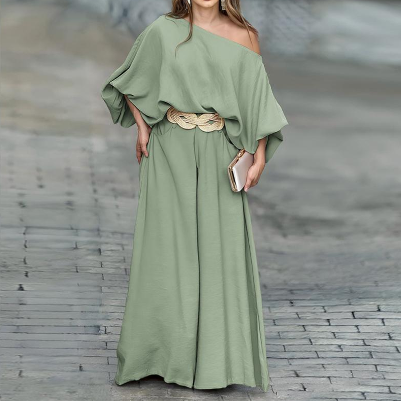😍Zeitlich begrenzter Rabatt 49% 💥Set aus One-Shoulder-Top und Hose mit weitem Bein