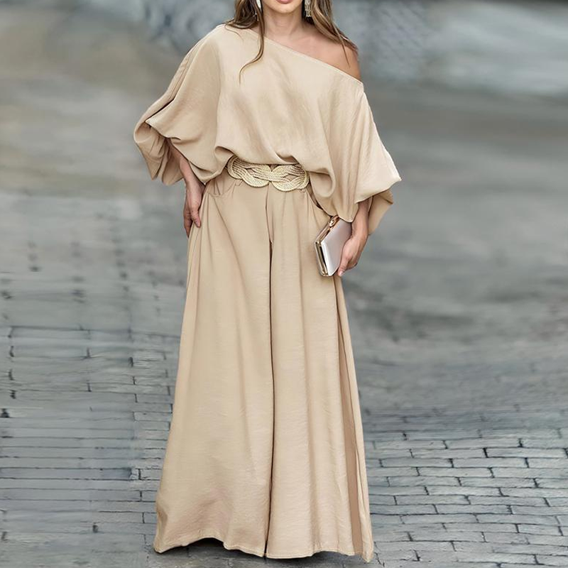 😍Zeitlich begrenzter Rabatt 49% 💥Set aus One-Shoulder-Top und Hose mit weitem Bein