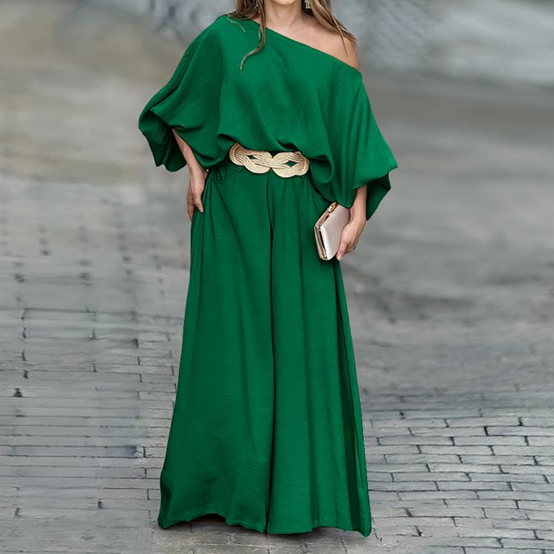😍Zeitlich begrenzter Rabatt 49% 💥Set aus One-Shoulder-Top und Hose mit weitem Bein