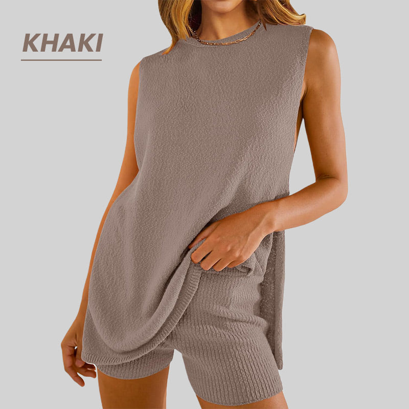 💃 Sommermode, 49% Rabatt – Zweiteiliges Damen-Set: Stricktop und Shorts 🏖️