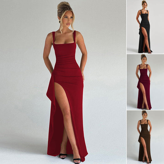 Gluschwein - 💎49% Rabatt 👗Ärmelloses Bodycon-Kleid mit Karree-Ausschnitt und hohem Seitenschlitz✨