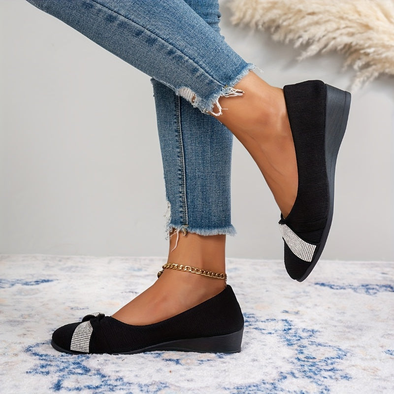 💃Leichte, modische Damenschuhe mit Strass und Keilabsatz