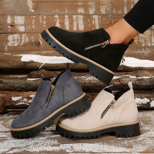 UrbanWalk | Damen-Stiefeletten mit runder Spitze und seitlichem Reißverschluss