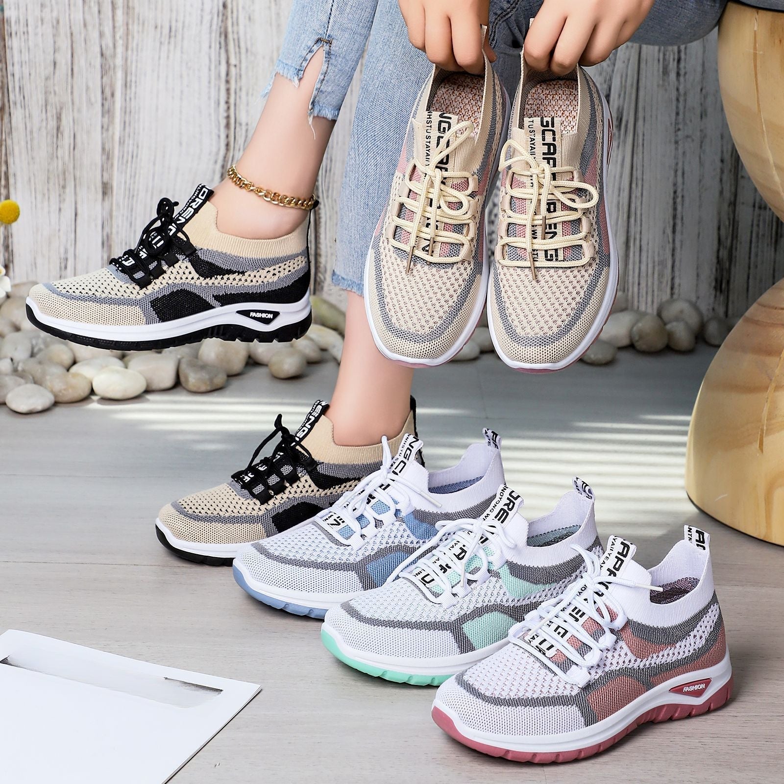 Gluschwein - 👟 Damen Laufschuhe mit Schnürung – Atmungsaktives Mesh – Gepolsterte Sohle – Rutschfest & Leicht – Für Sport & Freizeit