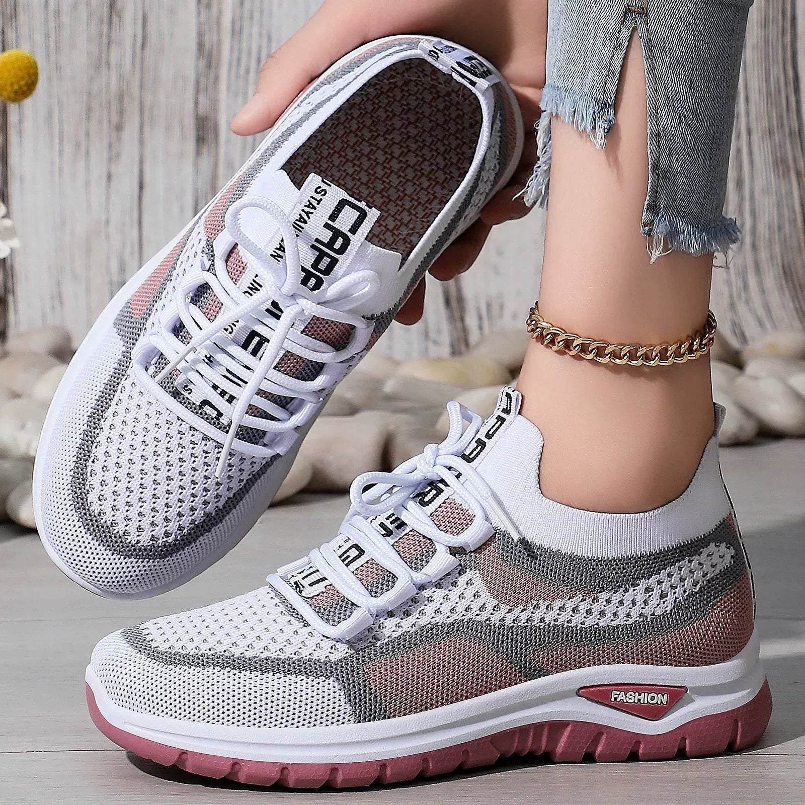 Gluschwein - 👟 Damen Laufschuhe mit Schnürung – Atmungsaktives Mesh – Gepolsterte Sohle – Rutschfest & Leicht – Für Sport & Freizeit