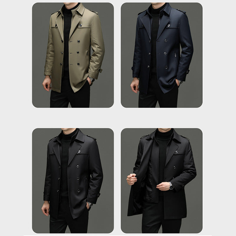 📢📢50%Rabatt!!!🎉✨Mittellanger Trenchcoat für Herren mit herausnehmbarem Innenfutter