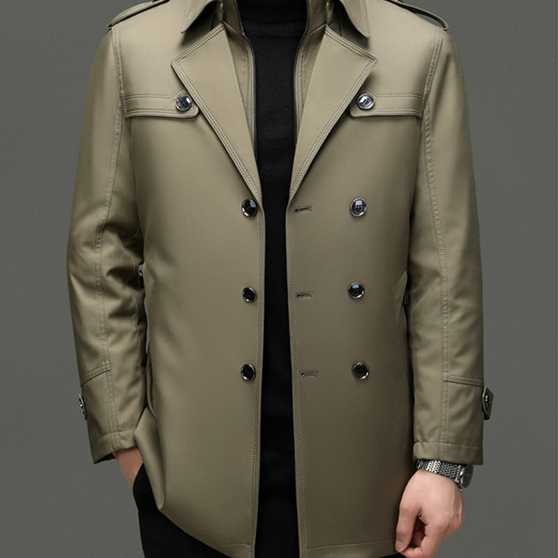 📢📢50%Rabatt!!!🎉✨Mittellanger Trenchcoat für Herren mit herausnehmbarem Innenfutter