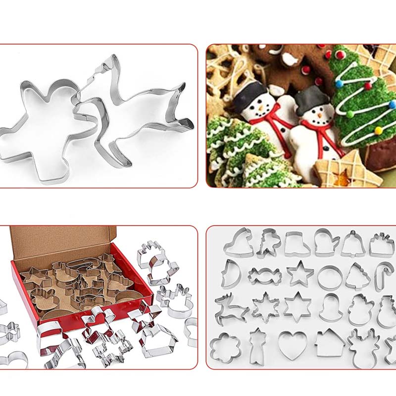 BakeJoy – 24-teiliges Edelstahl-Set Weihnachts-Ausstechformen