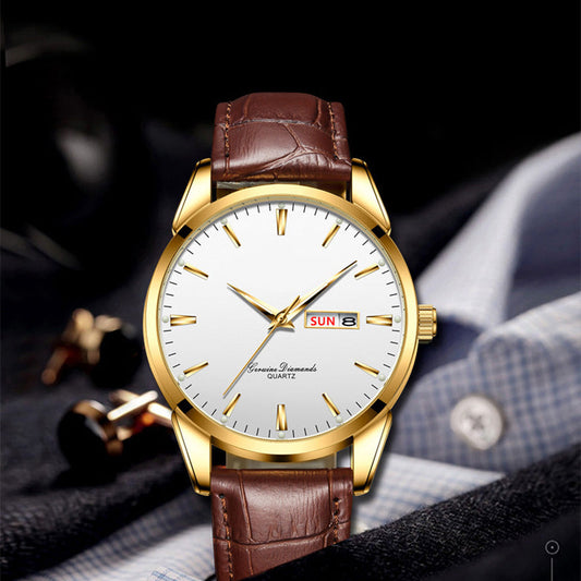 Gluschwein - ⌚ 53% RABATT! ✨ Klassische Armbanduhr – Tages- & Datumsanzeige, leuchtend, kratzfestes Glas & Kunstlederband ⏱️