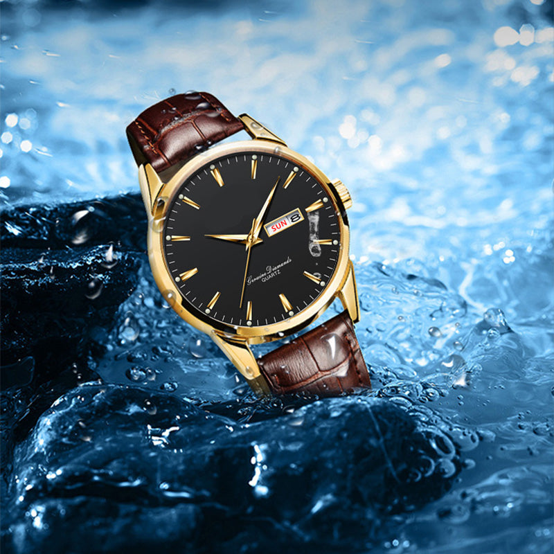 Gluschwein - ⌚ 53% RABATT! ✨ Klassische Armbanduhr – Tages- & Datumsanzeige, leuchtend, kratzfestes Glas & Kunstlederband ⏱️