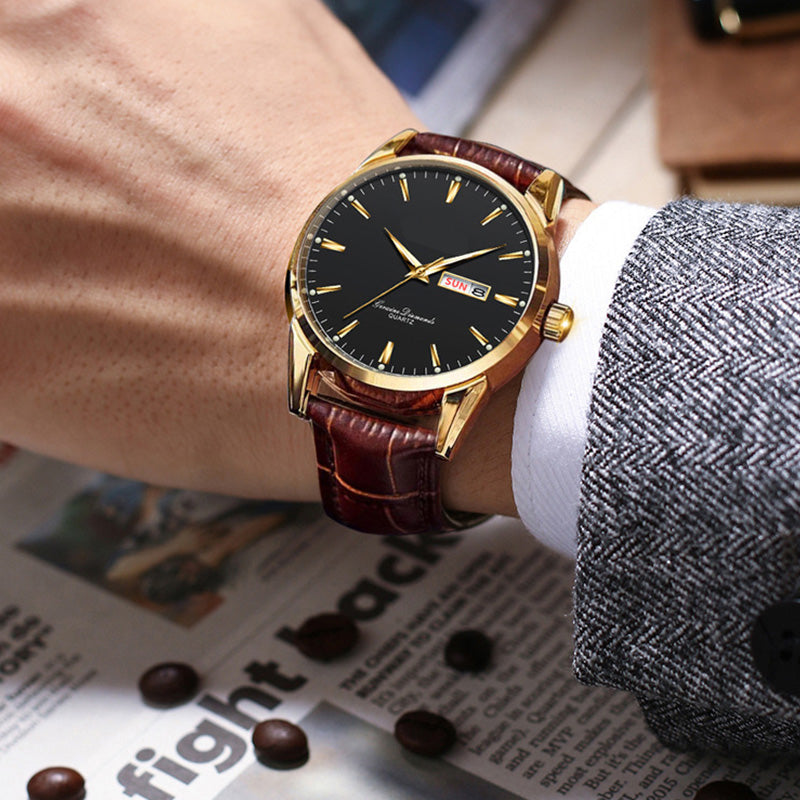 Gluschwein - ⌚ 53% RABATT! ✨ Klassische Armbanduhr – Tages- & Datumsanzeige, leuchtend, kratzfestes Glas & Kunstlederband ⏱️