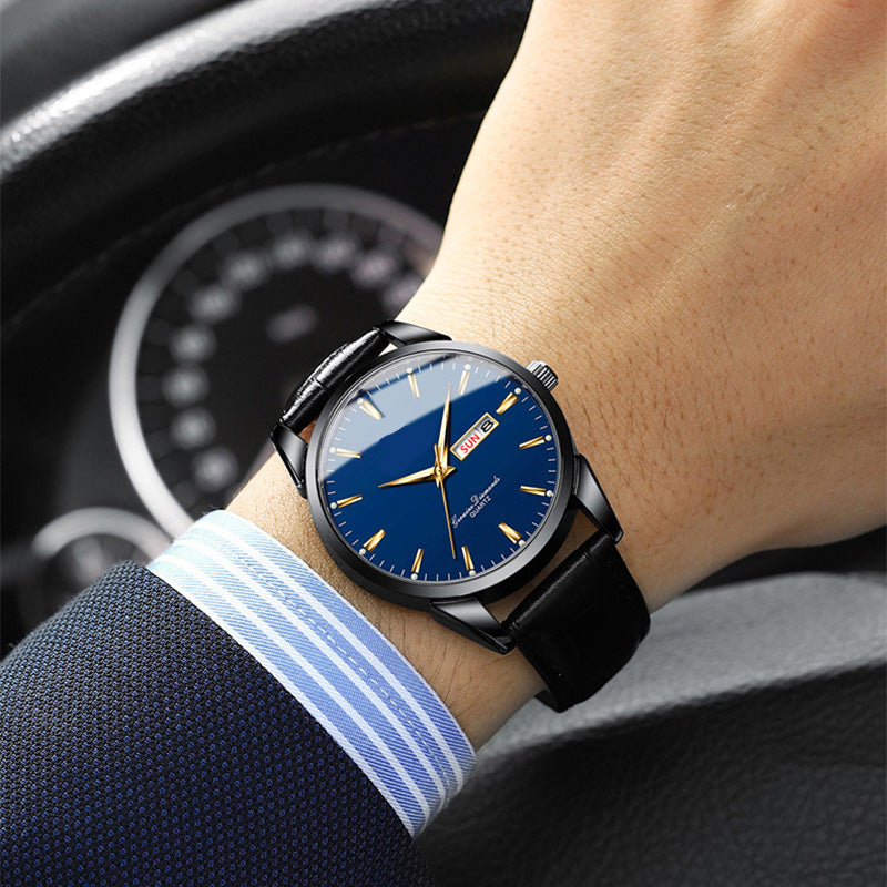 Gluschwein - ⌚ 53% RABATT! ✨ Klassische Armbanduhr – Tages- & Datumsanzeige, leuchtend, kratzfestes Glas & Kunstlederband ⏱️