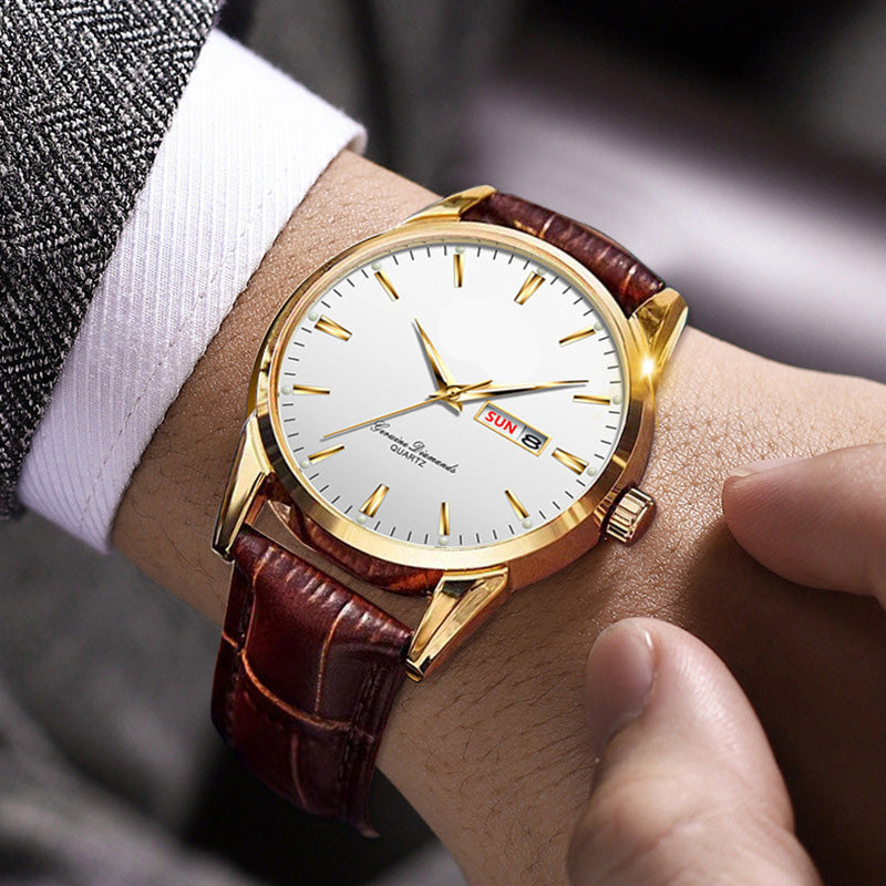Gluschwein - ⌚ 53% RABATT! ✨ Klassische Armbanduhr – Tages- & Datumsanzeige, leuchtend, kratzfestes Glas & Kunstlederband ⏱️