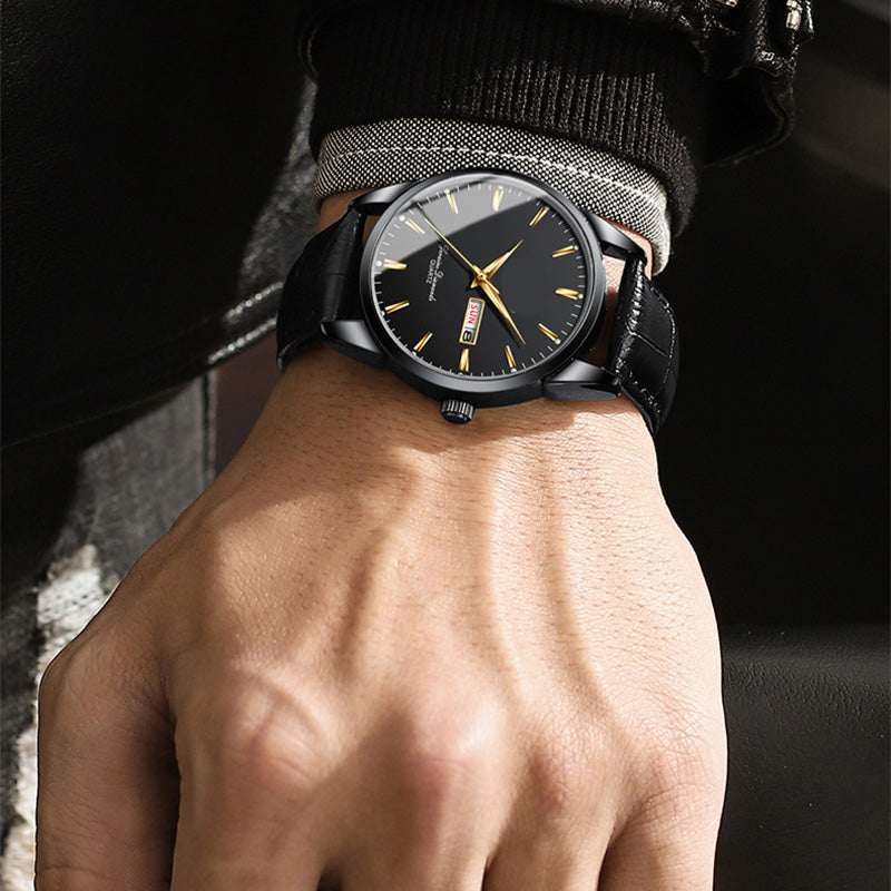 Gluschwein - ⌚ 53% RABATT! ✨ Klassische Armbanduhr – Tages- & Datumsanzeige, leuchtend, kratzfestes Glas & Kunstlederband ⏱️