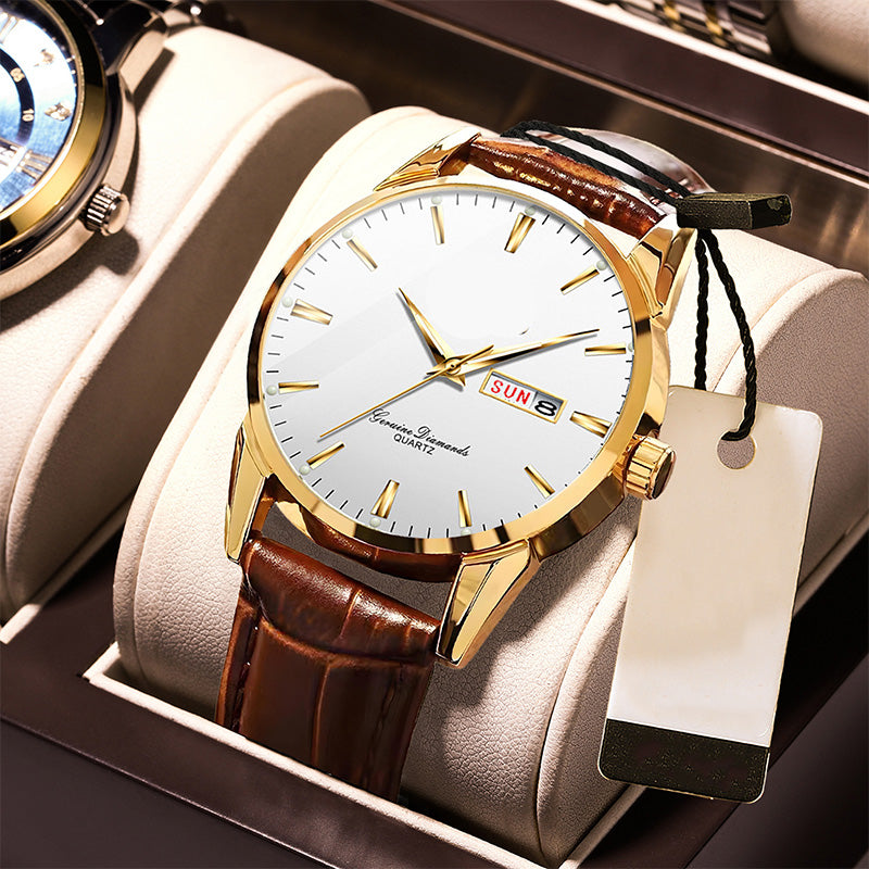 Gluschwein - ⌚ 53% RABATT! ✨ Klassische Armbanduhr – Tages- & Datumsanzeige, leuchtend, kratzfestes Glas & Kunstlederband ⏱️