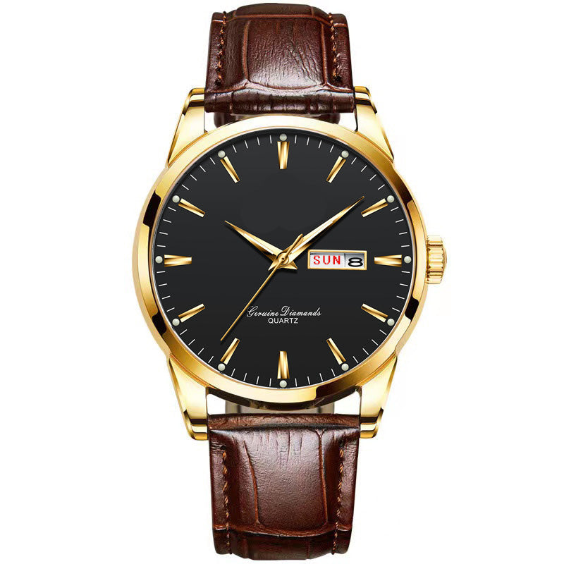 Gluschwein - ⌚ 53% RABATT! ✨ Klassische Armbanduhr – Tages- & Datumsanzeige, leuchtend, kratzfestes Glas & Kunstlederband ⏱️